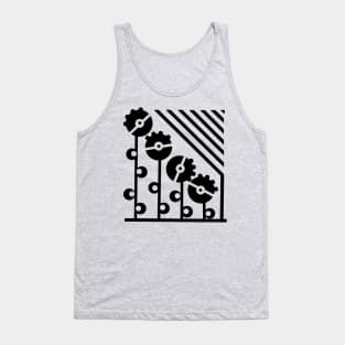 Black Mechanical Flowers - Heather Tank Top